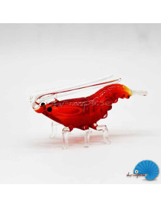 Shrimp Glass Ornament - Red